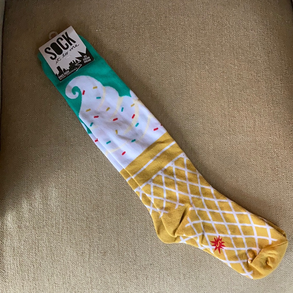 Sock It To Me Nwt Adult Tall Ice Cream Cone Motif Novelty Socks